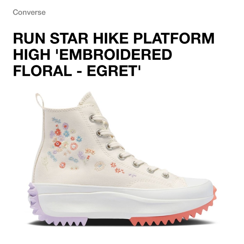 Never worn brand new Converse run star embroidered floral sneakers high top